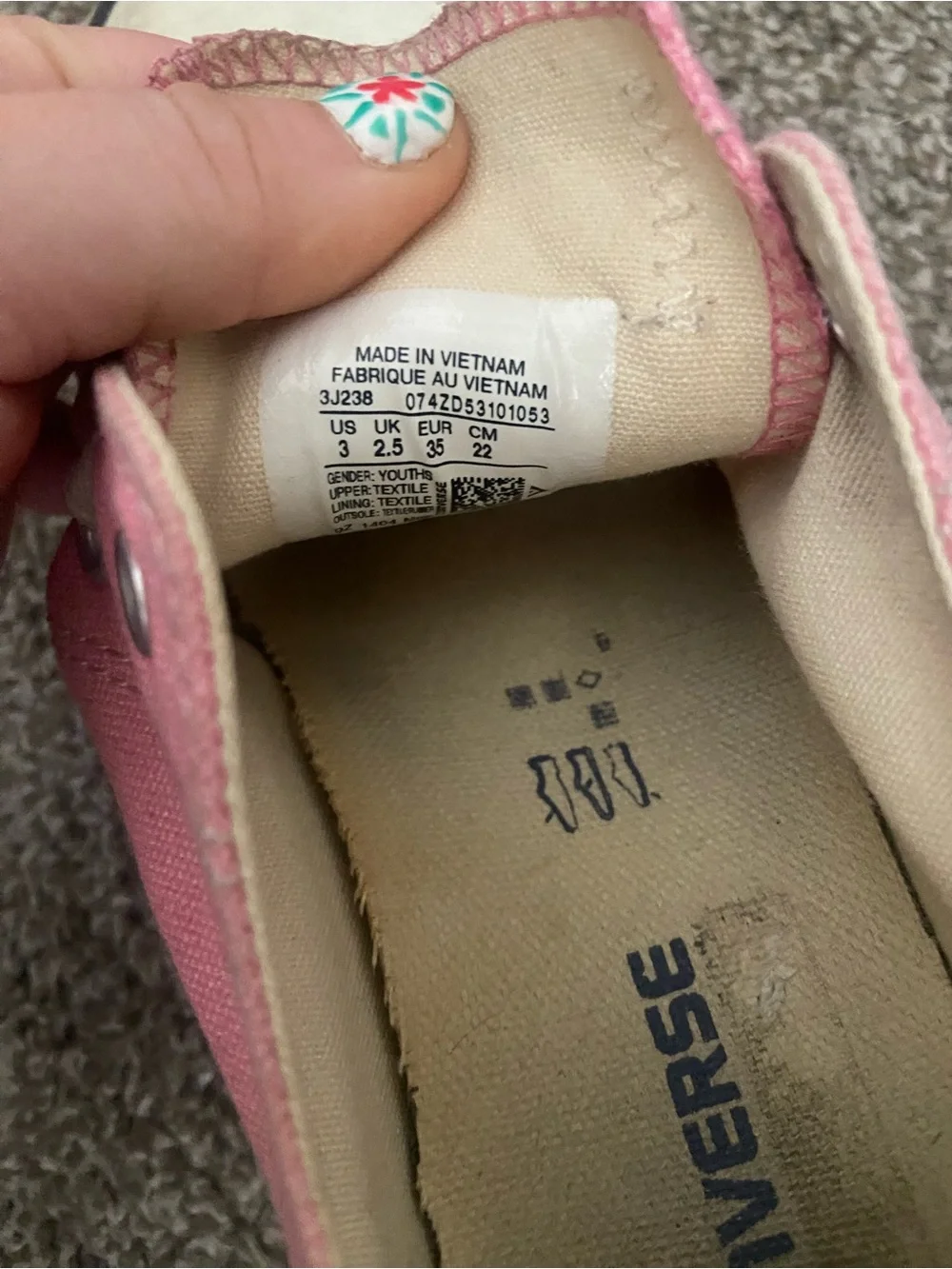 Converse Kids Pink Low-Top Canvas Sneakers with White Laces